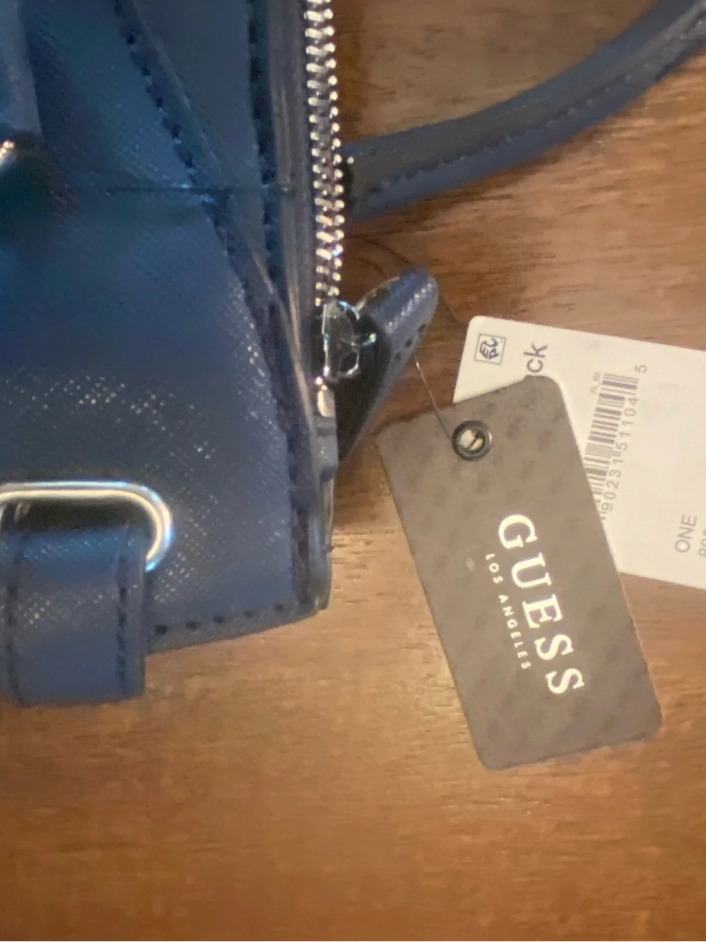 Guess Los Angeles Satchel Handbag Black Top Handle Zip Up New With Tags